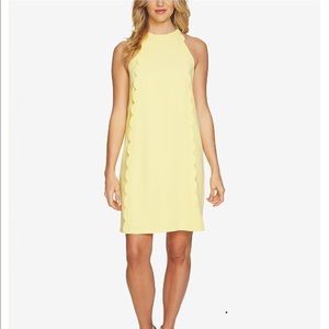 Yellow scalloped shift dress